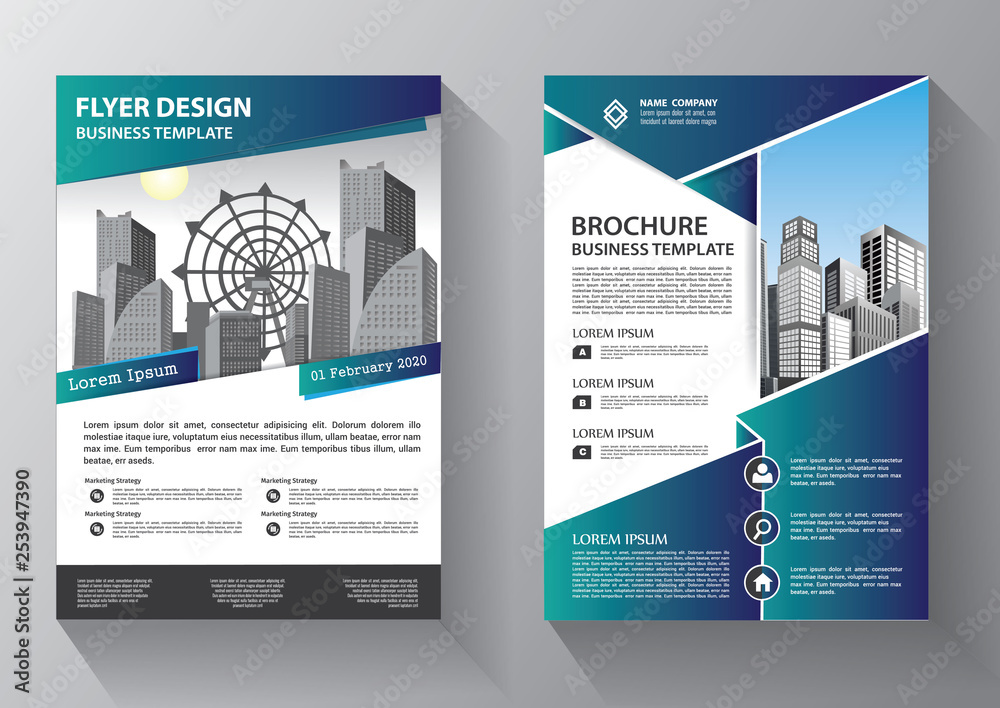 Business abstract vector template. Brochure design, cover modern layout, annual report, poster, flyer in A4 with colorful triangles, geometric shapes for tech, science, market with light background - obrazy, fototapety, plakaty 