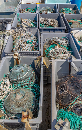 boxes with fishing nets photo