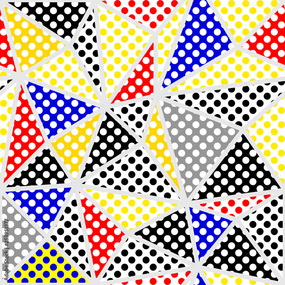Classic polka dot pattern in a patchwork collage style. Classic polka dot pattern in a patchwork collage style.