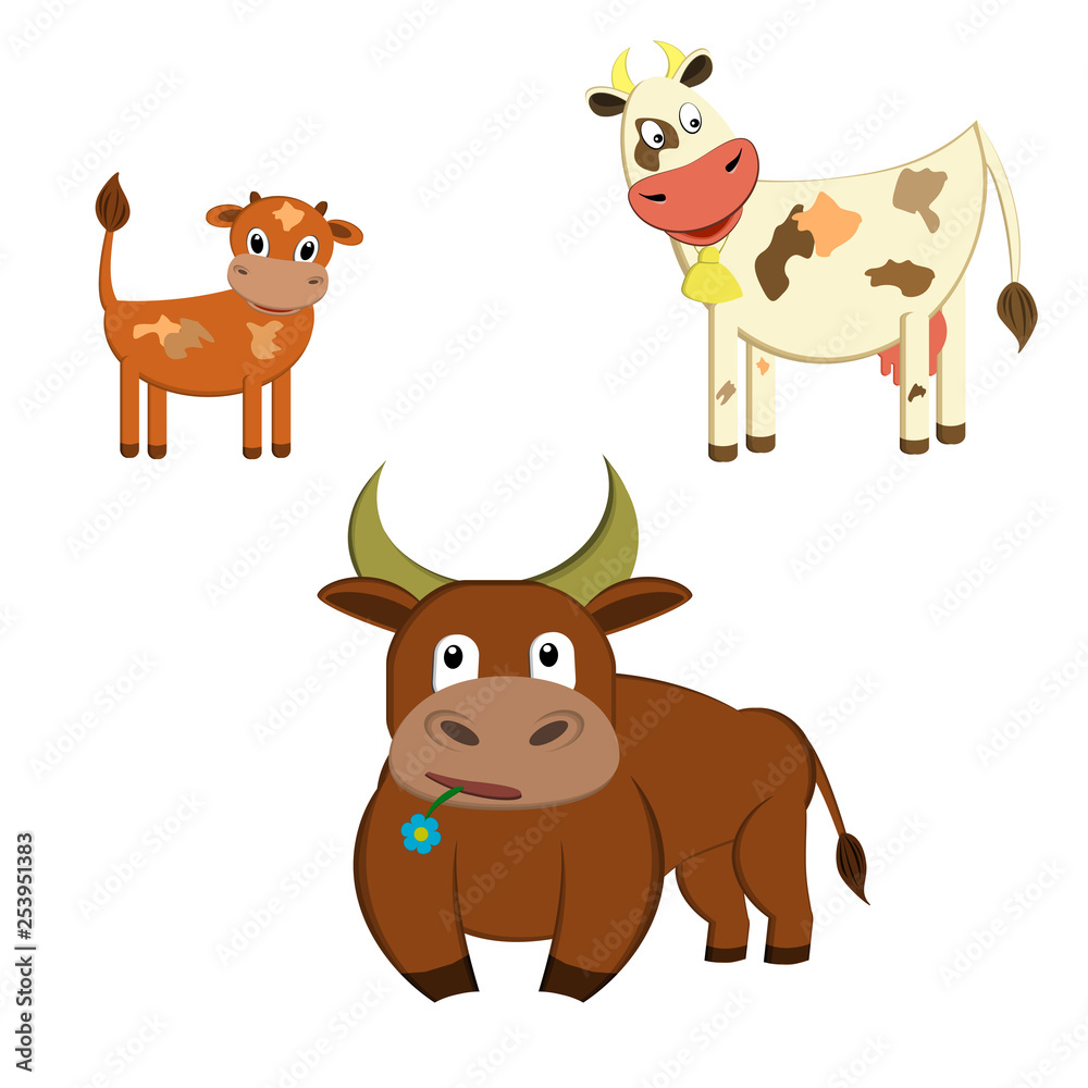 Cartoon Family of Cows Cartoon Family of Cows