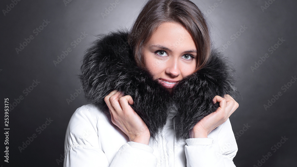 portrait of beautiful young woman in winter jacket portrait of beautiful young woman in winter jacket