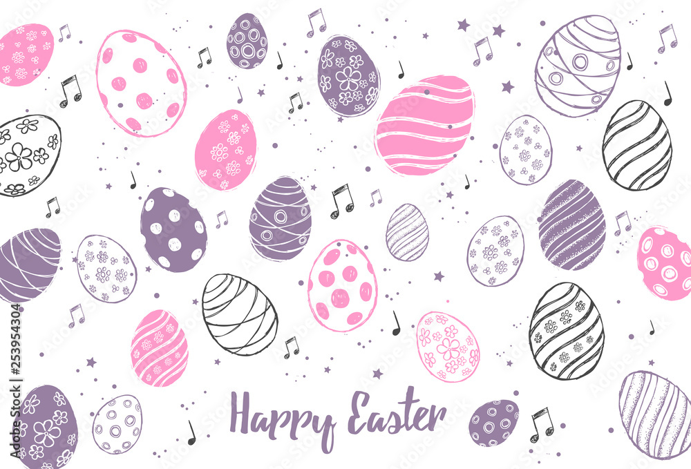 Doodle decorative eggs and elements for Easter. Doodle decorative eggs and elements for Easter.