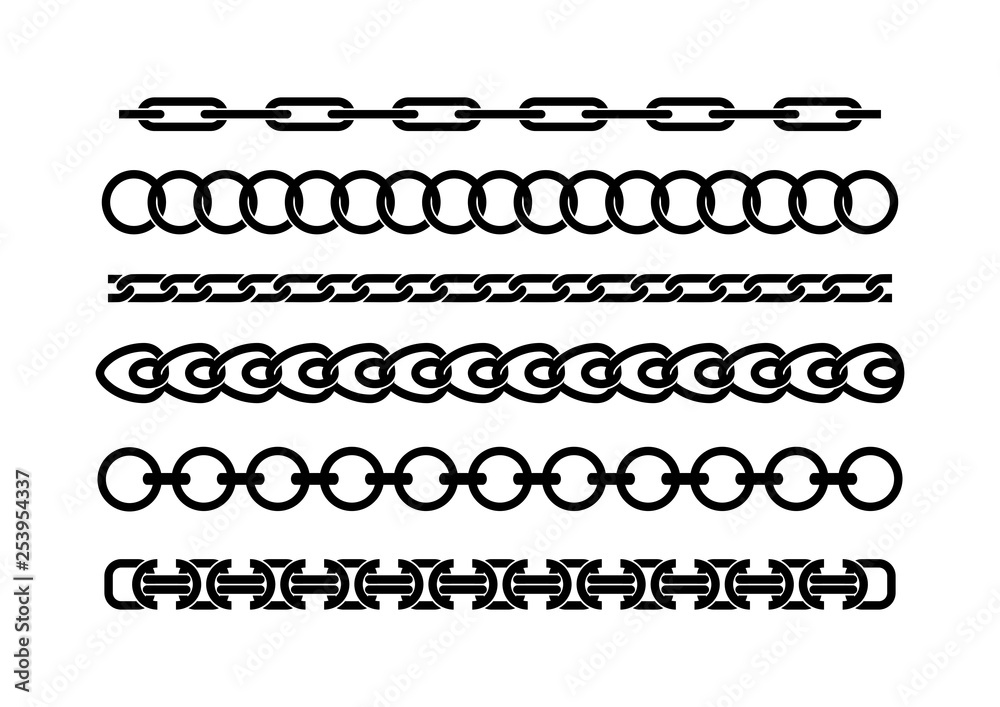 Chain silhouette. Types of weaving chains. Chain silhouette for