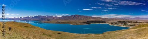 Lake Tekapo with reflection of sky and mountains  New Zealand