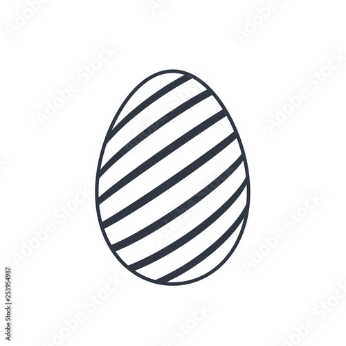 Easter egg icon. Black egg sign, isolated white background. Simple design, decoration Happy Easter. Holiday decorative element. Cute pattern ornament celebration. Spring symbol. Vector illustration