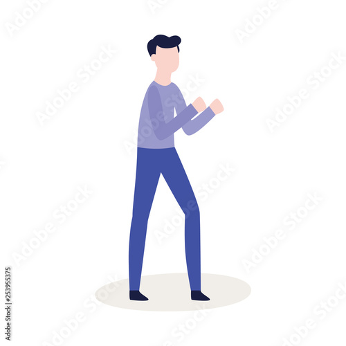 Vector flat angry man ready to fight
