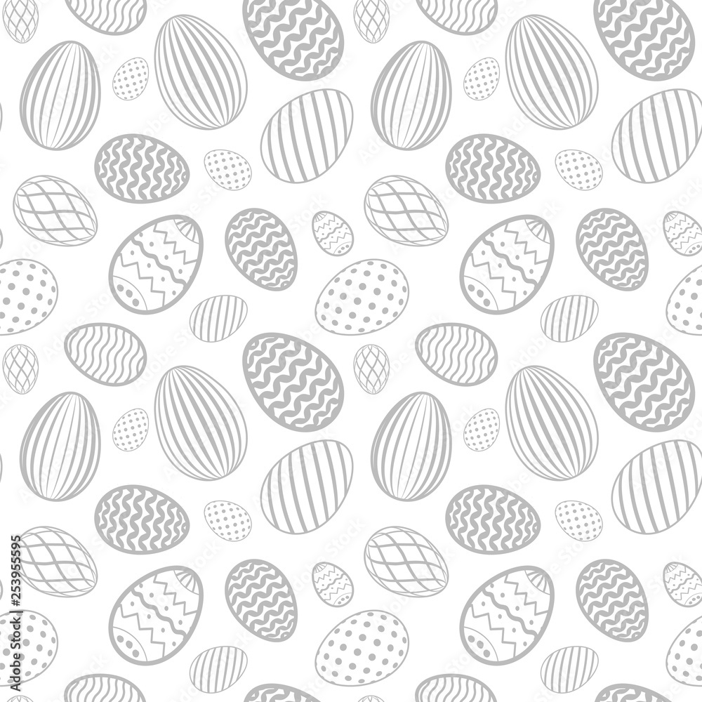 Easter egg seamless pattern. White gray holiday eggs texture. Simple abstract decorative template for Happy Easter celebration. Stylized cute ornament wallpaper, card, fabric. Vector illustration Easter egg seamless pattern. White gray holiday eggs texture. Simple abstract decorative template for Happy Easter celebration. Stylized cute ornament wallpaper, card, fabric. Vector illustration