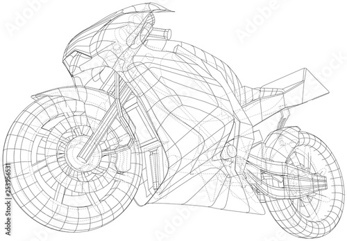 Blueprint sport bike. EPS10 format. Vector created of 3d.