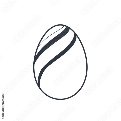 Easter egg icon. Black egg sign, isolated white background. Simple design, decoration Happy Easter. Holiday decorative element. Cute pattern ornament celebration. Spring symbol. Vector illustration