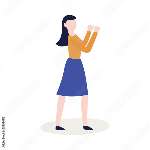 Vector flat angry woman ready to fight