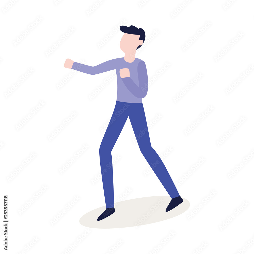 Vector flat angry man ready to fight Vector flat angry man ready to fight