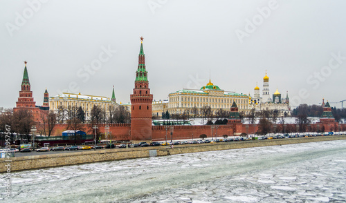 Kremlin from Bolshoy Kamenny Bridge, Moscow, Russia