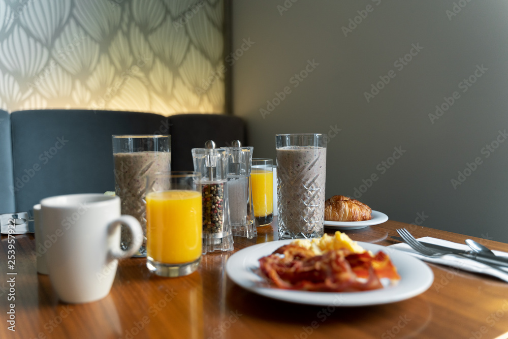 Hotel breakfast closeup Hotel breakfast closeup
