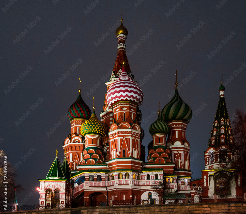 Saint Basil's Cathedral at night, Moscow, Russia