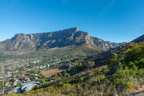 Table Mountain from the slopes of Signal Hill in Cape Town with the Twelve Apostles