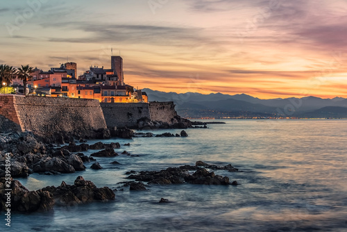 Antibes old town on the French Riviera at sunrise photo