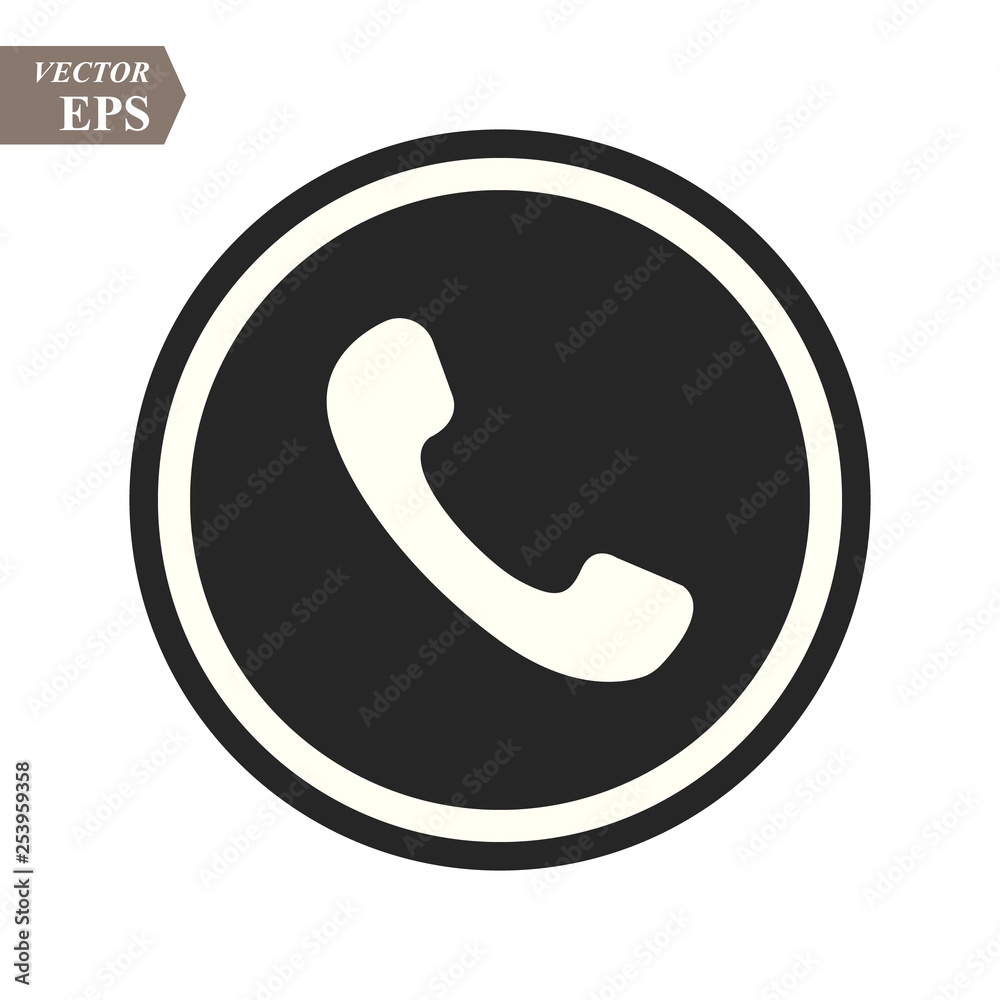 Phone icon in trendy flat style isolated on grey background. Handset icon with waves. Telephone symbol for your design, logo, UI. Vector illustration, EPS10. Phone icon in trendy flat style isolated on grey background. Handset icon with waves. Telephone symbol for your design, logo, UI. Vector illustration, EPS10.