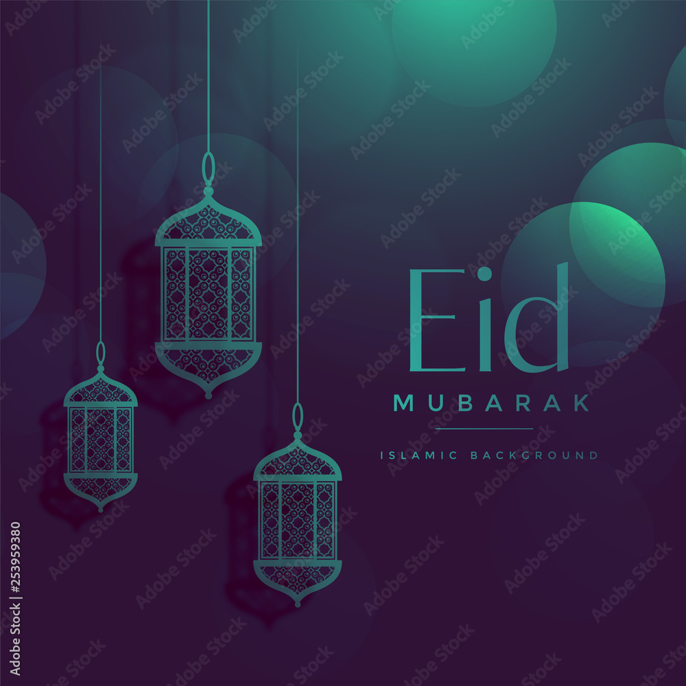 eid mubarak beautiful bokeh background with hanging lamps eid mubarak beautiful bokeh background with hanging lamps