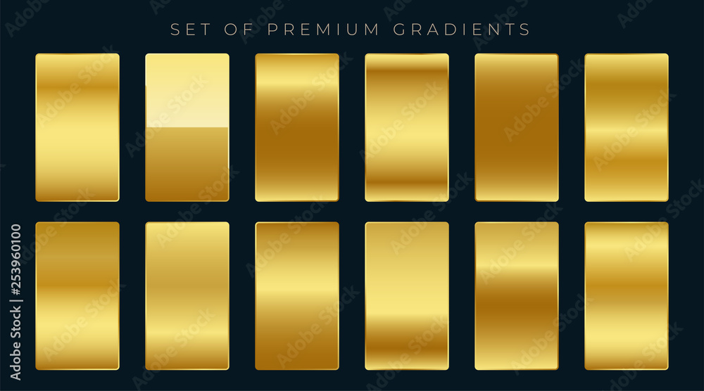 premium set of golden gradients - obrazy, fototapety, plakaty 