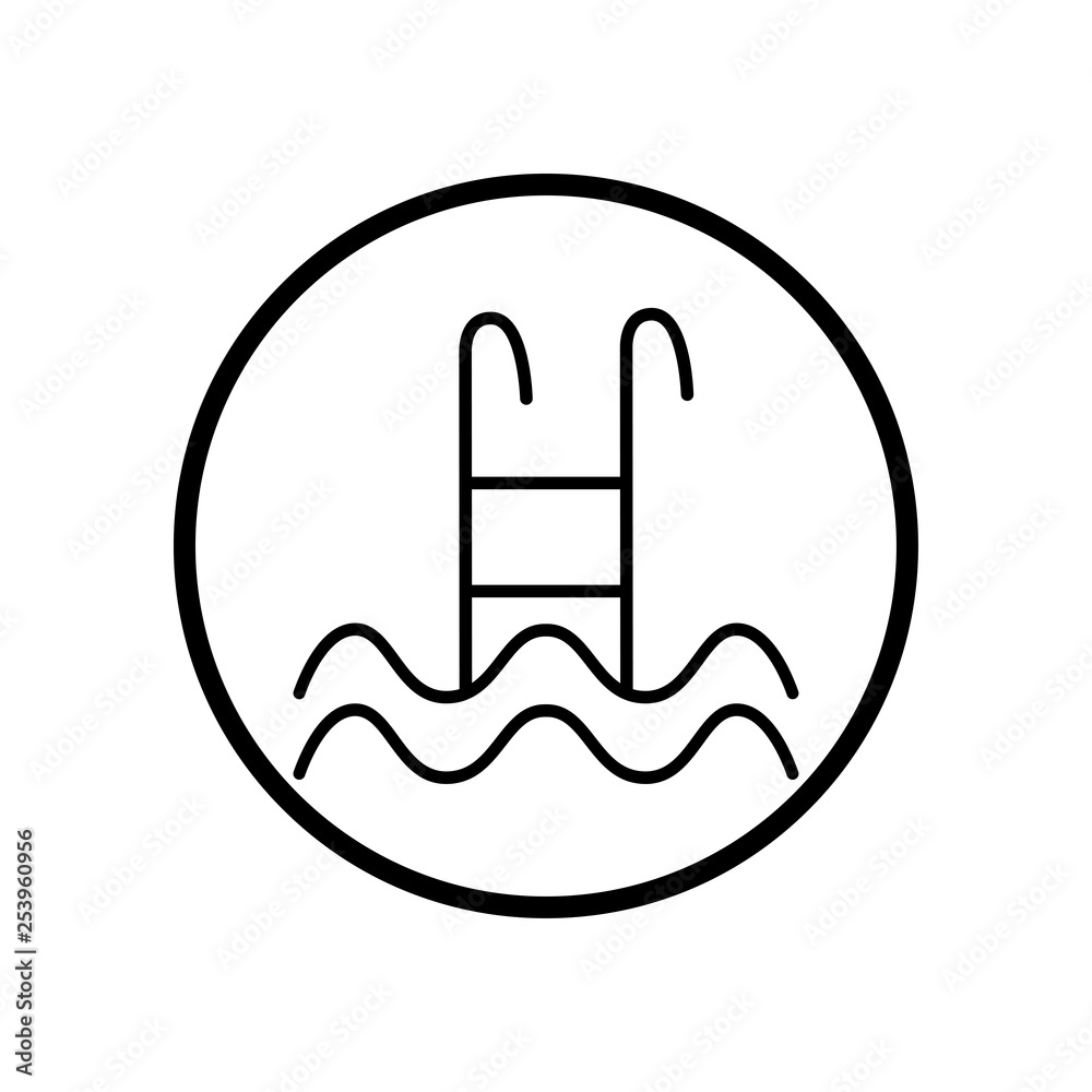 Swimming pool stairs, ladder icon. Vector flat illustration