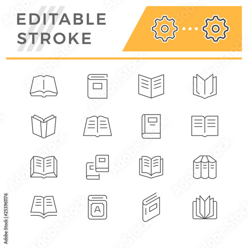 Set line icons of book