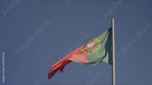 Portugese Flag Waving in the Wind | 4K - NORMAL STYLE - MEDIUM CLOSE SHOT photo