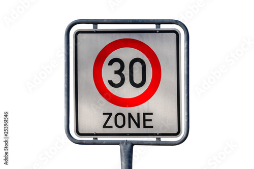 Traffic sign speed limit 30s zone, white background