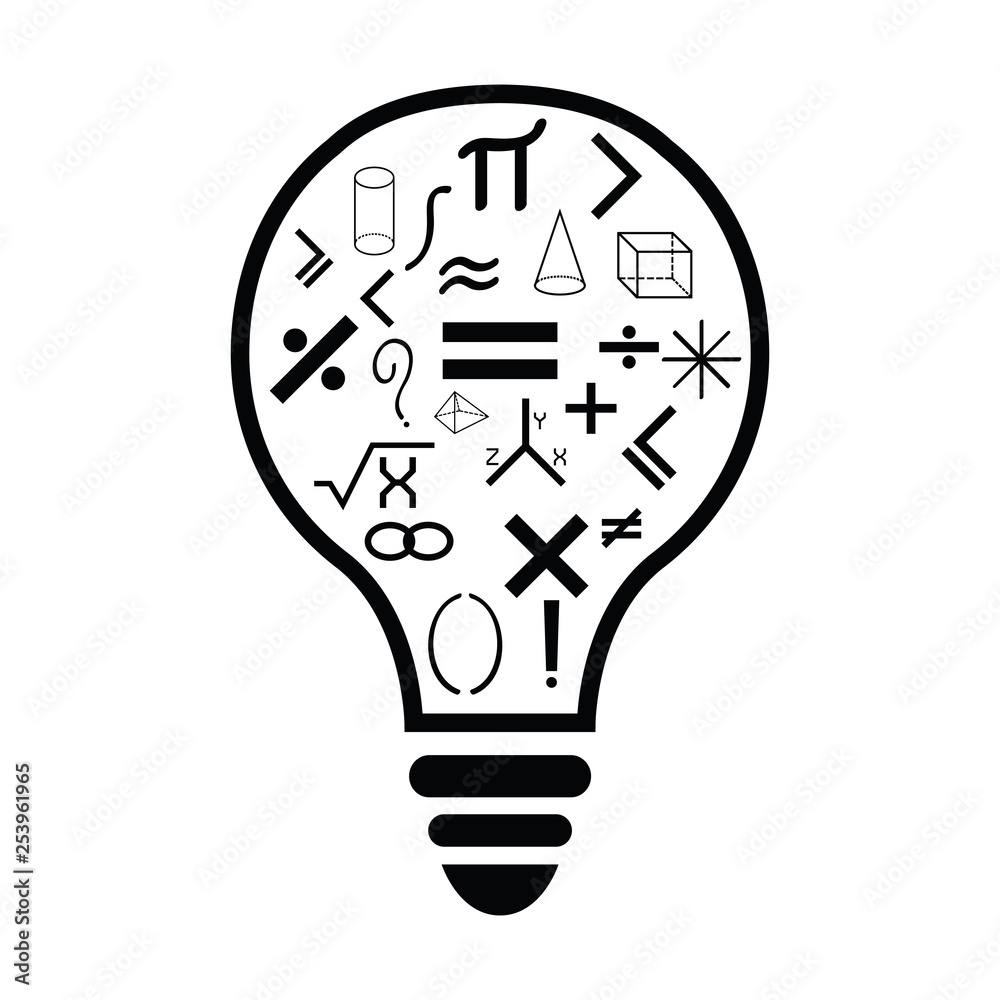 bulb with math idea concept bulb with math idea concept