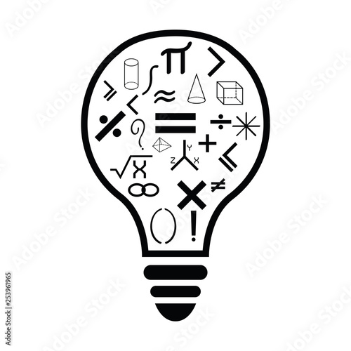 bulb with math idea concept