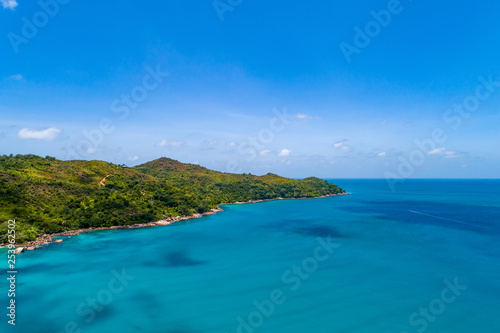 Aerial view of beautiful island at Seychelles in the Indian Ocean. Top view from drone © gawriloff