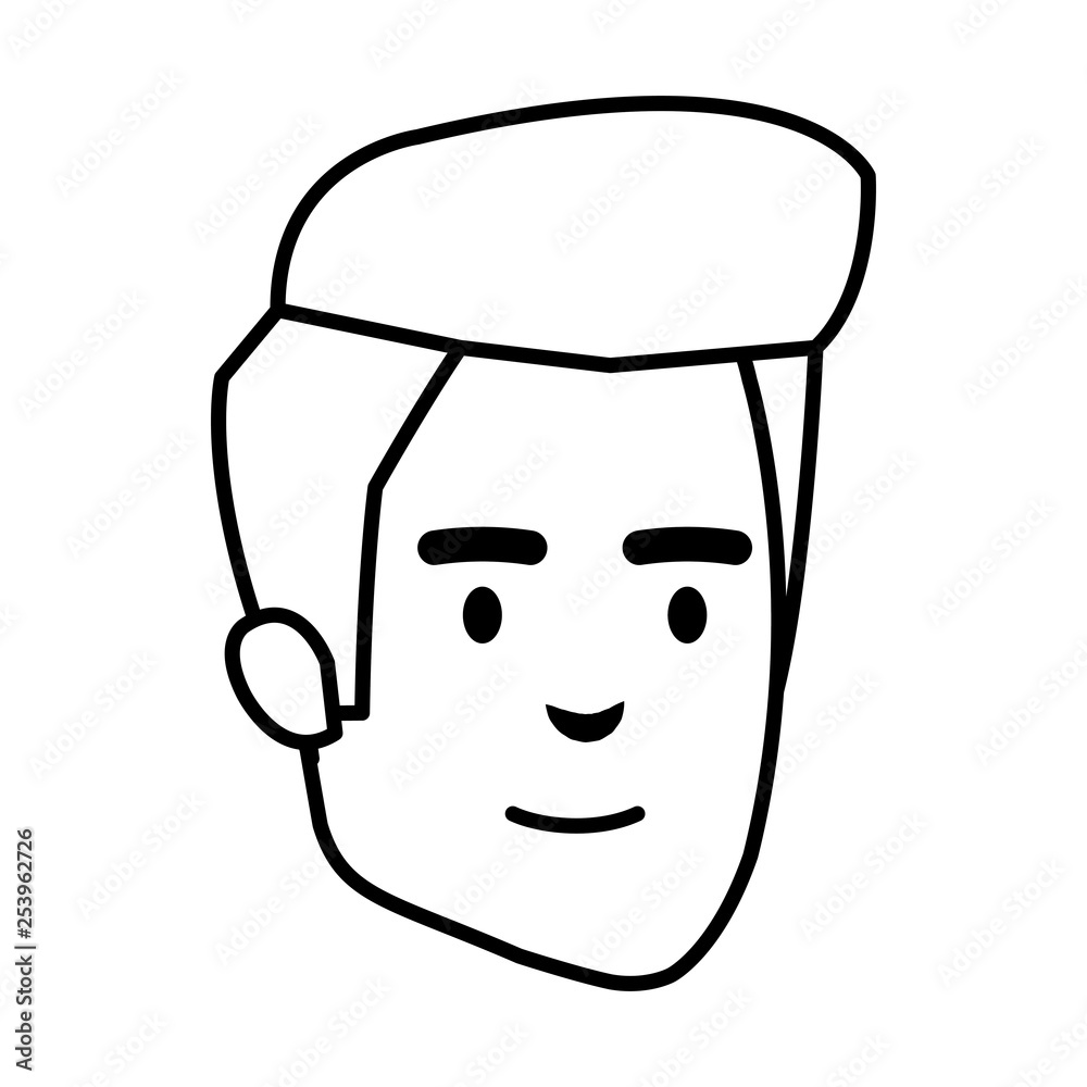 young and casual man head character young and casual man head character