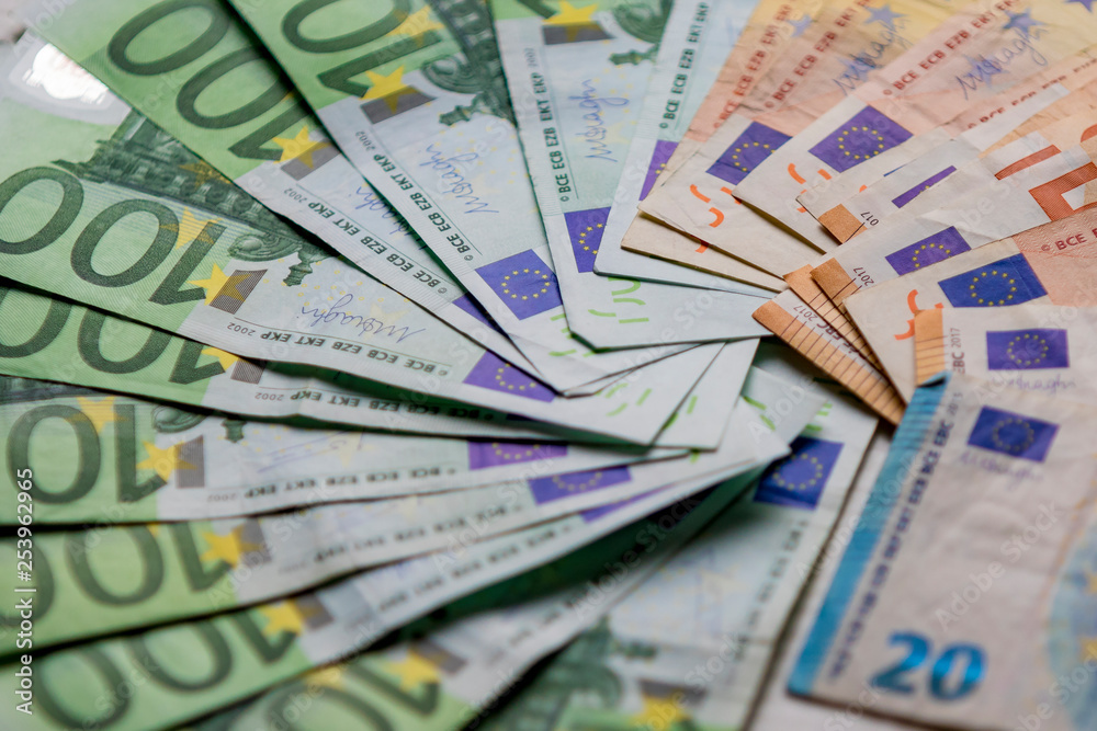 Euro currency money cash money, used euro bills Euro currency money cash money, used euro bills