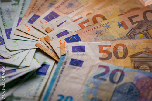 Euro currency money cash money, used euro bills