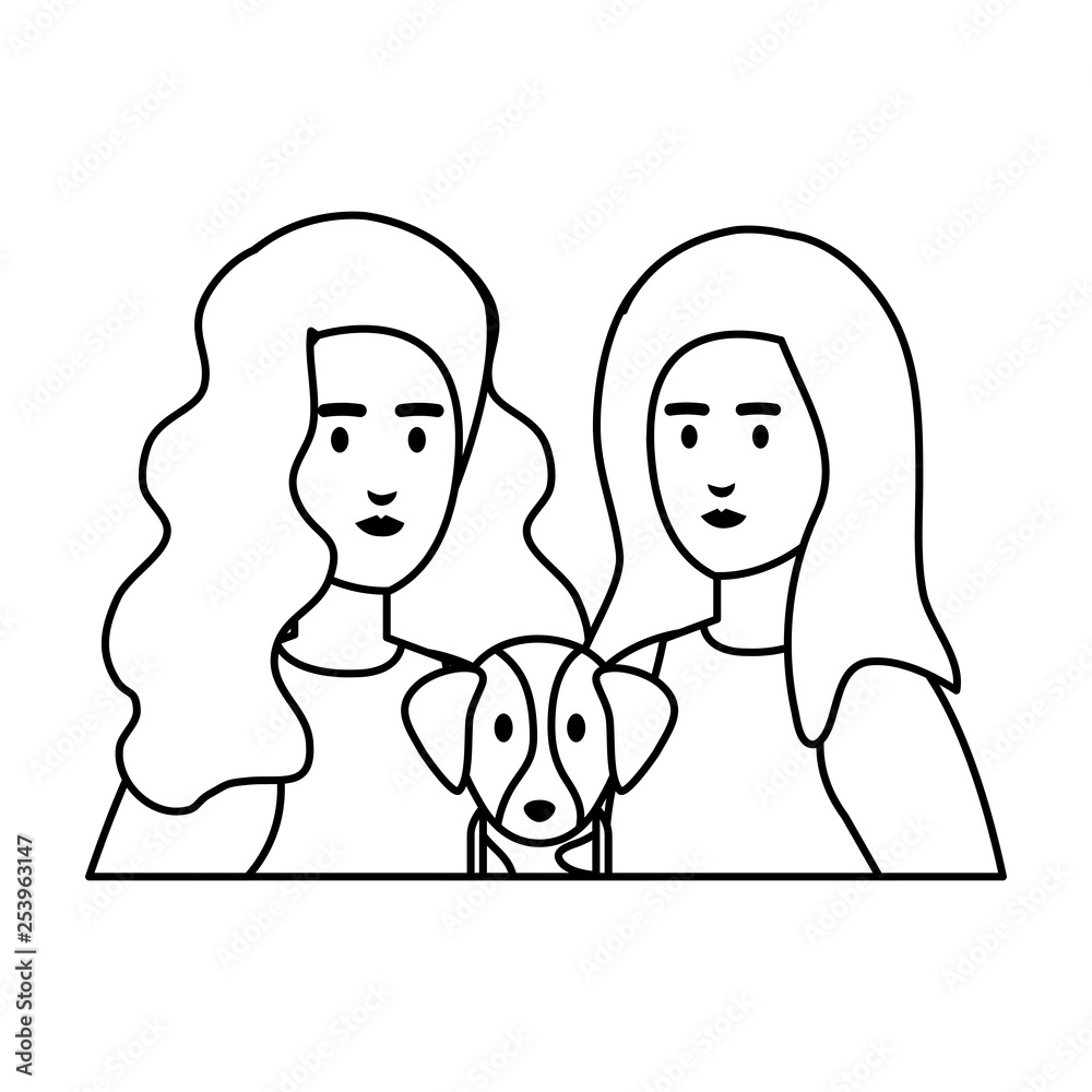 couple girls with dog avatars characters