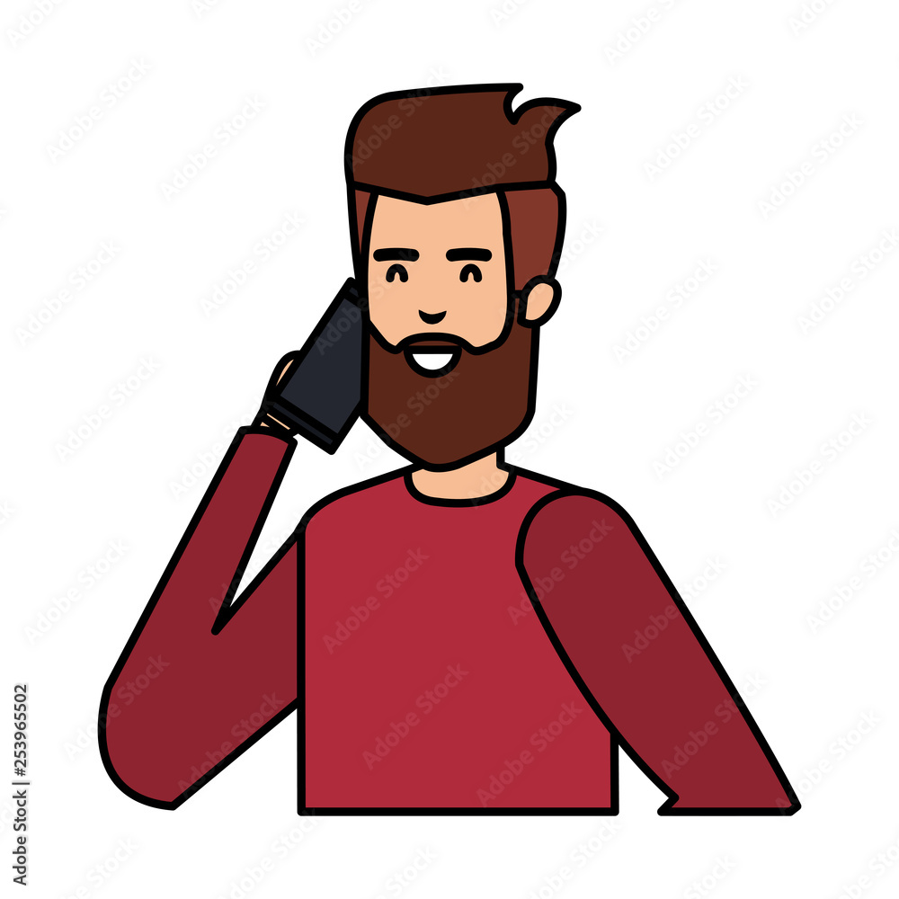 young man calling with smartphone young man calling with smartphone