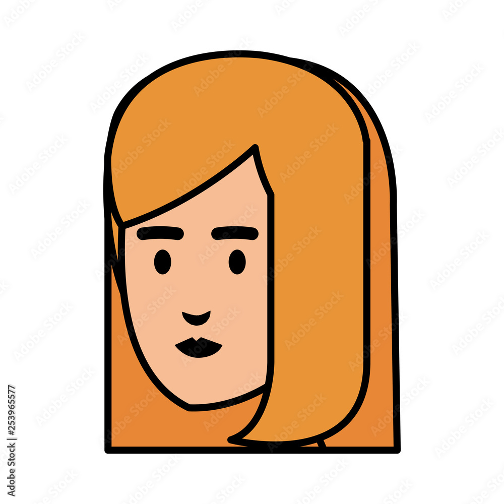 beautiful and young woman head character