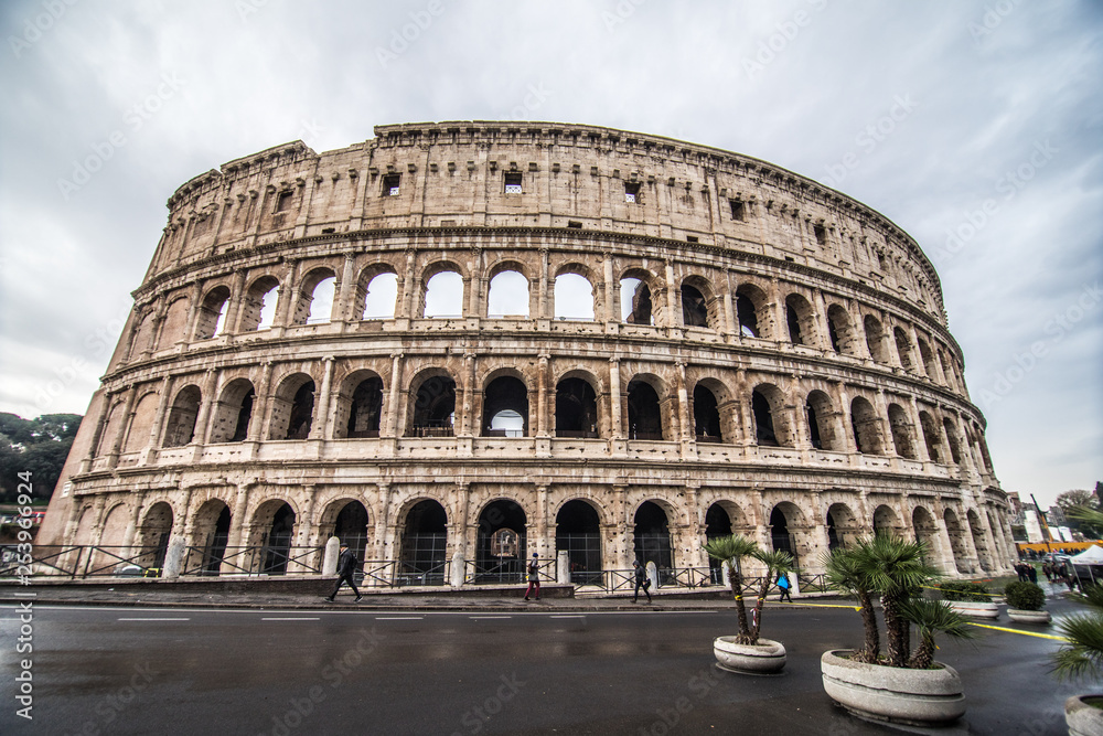Colosseum in Rome, Italy is one of the main travel attractions. Scenic view of Colosseum.