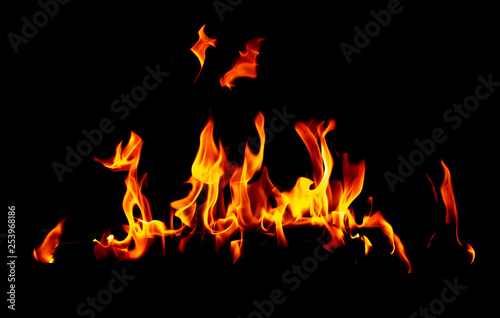 Flame of fire on a black background © schankz