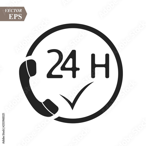 Call 24H icon. Vector illustration  flat design.