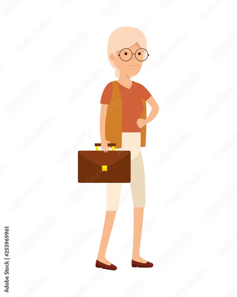 old woman with portfolio character old woman with portfolio character