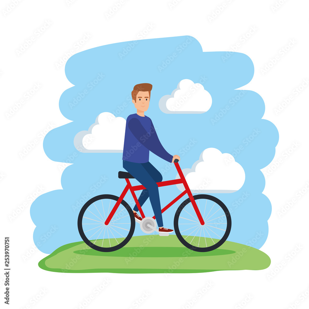 young man ride bike