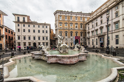 Rome, Italy - November, 2018: Fontana del Moro in Piazza Navona in Rome