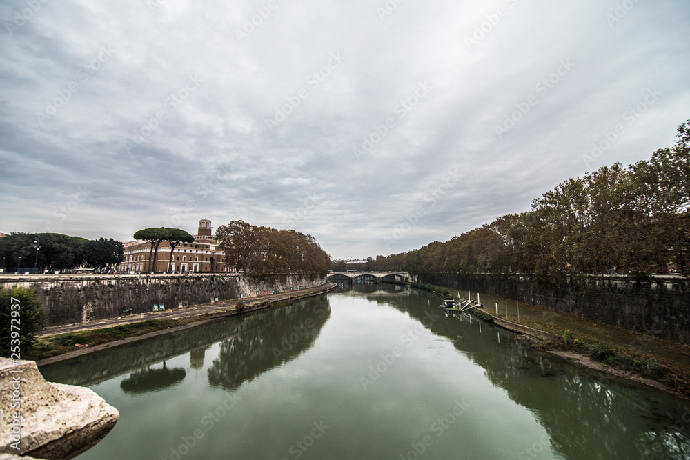Fototapeta premium Rome, Italy - November, 2018: Castel Sant Angelo or Mausoleum of Hadrian in Rome Italy, built in ancient Rome, it is now the famous tourist attraction of Italy.