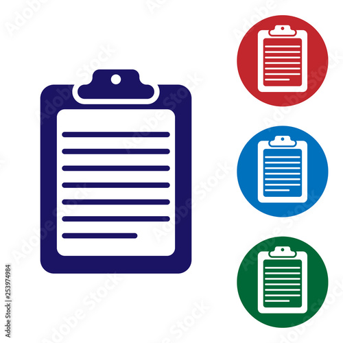 Foto Blue Clipboard with document icon isolated on white background