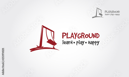 Iconic logo design of silhouette sitting on swing.