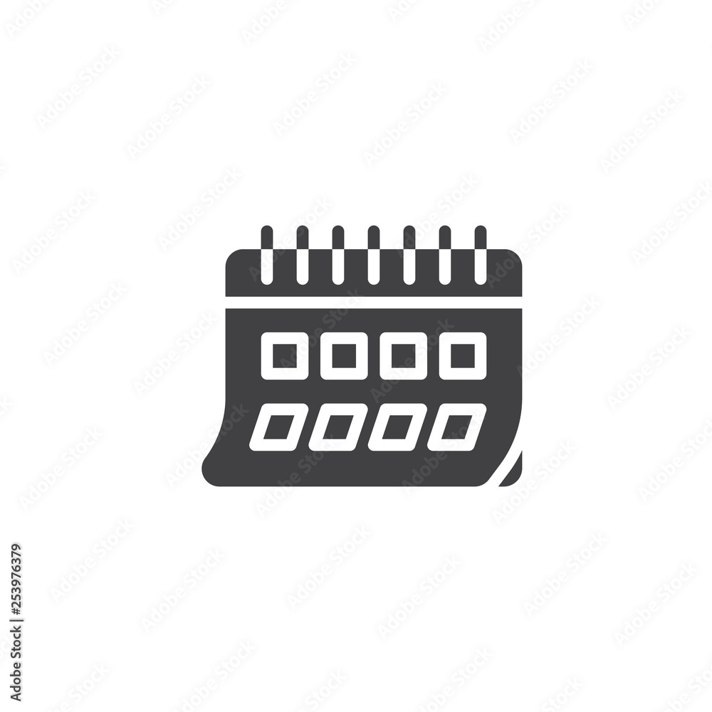 Calendar page vector icon. filled flat sign for mobile concept and web design. Agenda glyph icon. Symbol, logo illustration. Pixel perfect vector graphics Calendar page vector icon. filled flat sign for mobile concept and web design. Agenda glyph icon. Symbol, logo illustration. Pixel perfect vector graphics