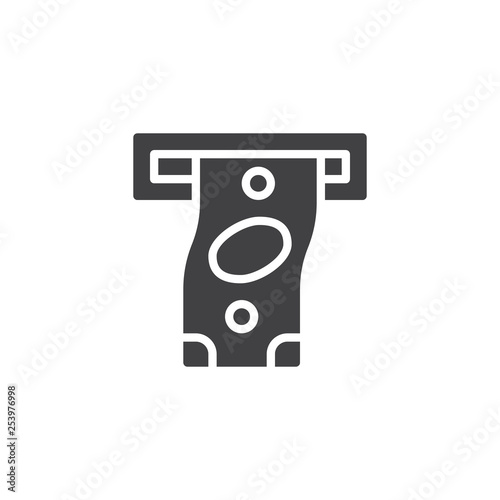 ATM slot with money vector icon. filled flat sign for mobile concept and web design. Cashout Slot glyph icon. Symbol, logo illustration. Pixel perfect vector graphics