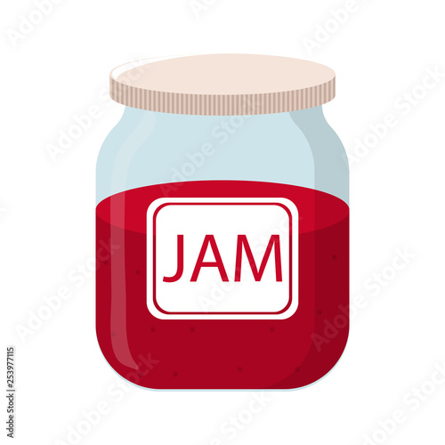 Vector Jam Jar isolated on white backgroud. Natural Healthy Food Production Jam. Vector illustration for Your Design.
