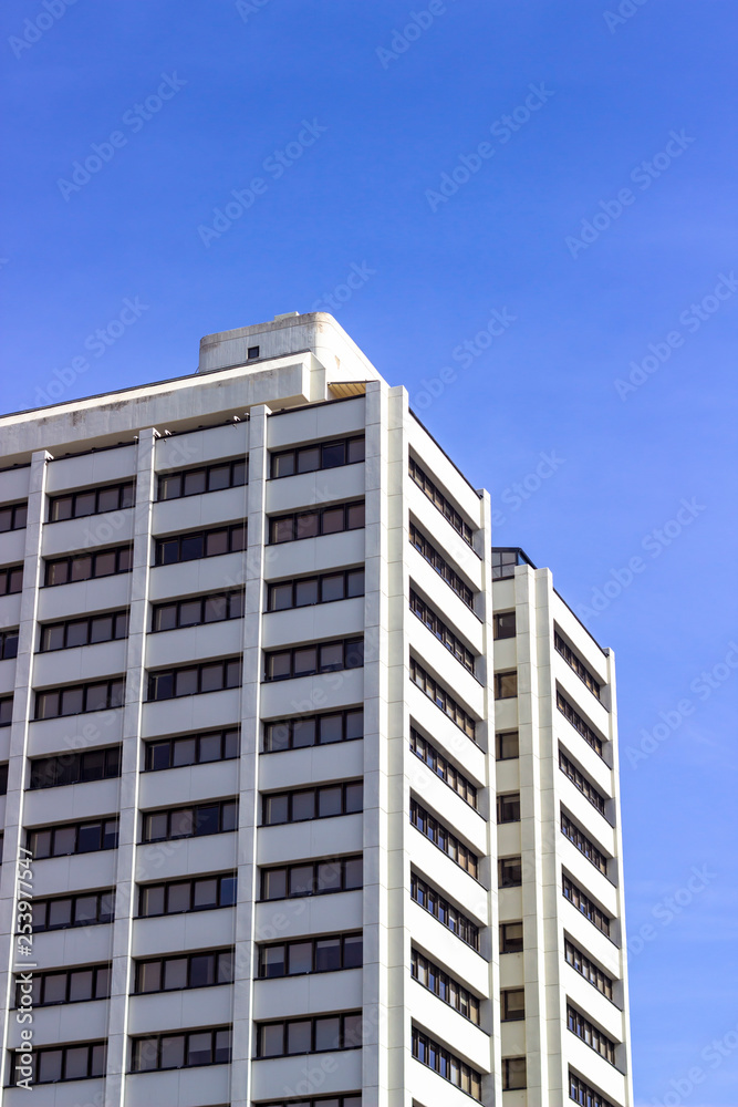 Vertical bottom shoot of modern reinforced concrete building Vertical bottom shoot of modern reinforced concrete building