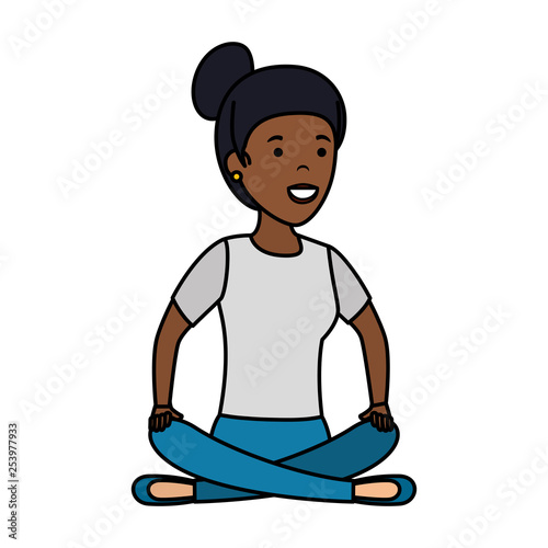 young black woman in lotus position